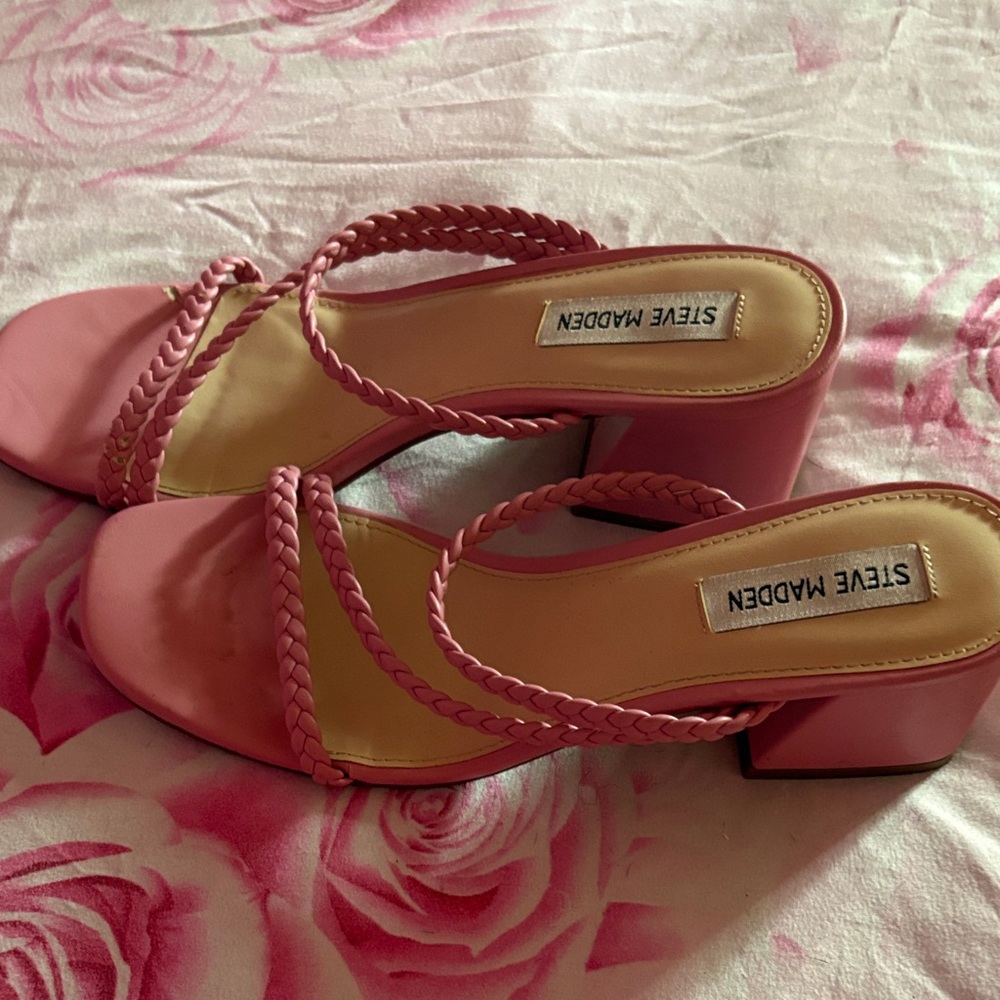 Steve Madden Pink Braided Strap Heels